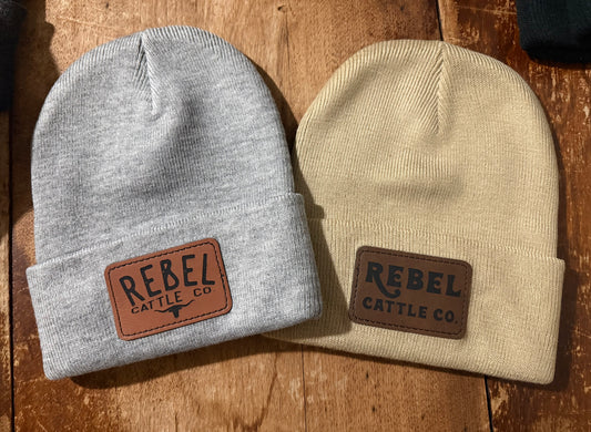 Rebel Cattle Co. Leather Patch Beanie
